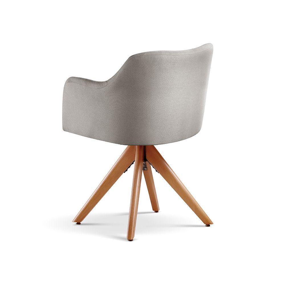 Kit 02 Poltronas Eros Base Giratória De Madeira Cor:linho Cinza Claro 101 - 4