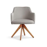 Kit 02 Poltronas Eros Base Giratória De Madeira Cor:linho Cinza Claro 101 - 1