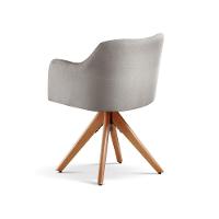 Kit 02 Poltronas Eros Base Giratória De Madeira Cor:linho Cinza Claro 101