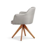 Kit 02 Poltronas Eros Base Giratória De Madeira Cor:linho Cinza Claro 101 - 7