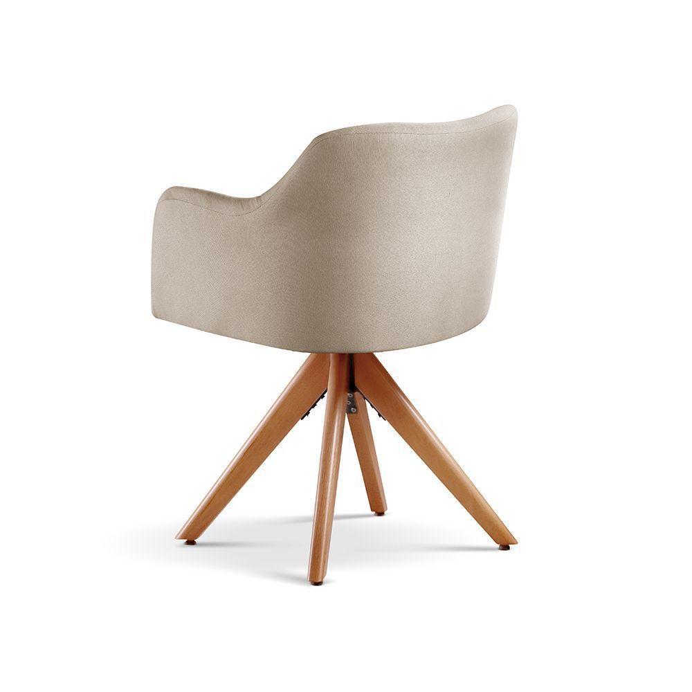 Kit 02 Poltronas Eros Base Giratória De Madeira linho Bege 103 - 5