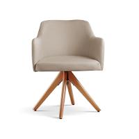 Kit 02 Poltronas Eros Base Giratória De Madeira linho Bege 103 - 1