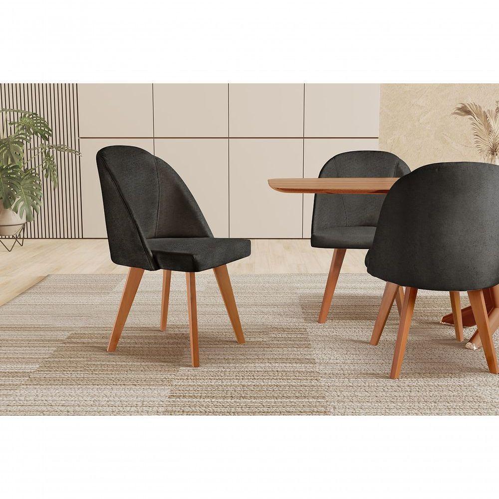 Cadeira Para Mesa De Jantar Lua linho Preto 102 - 4