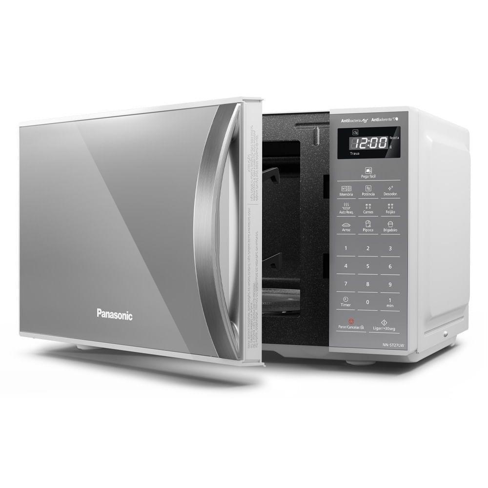 Micro-ondas Panasonic Tecnologia Pega Fácil 21L Branco Espelhado - ST27LWRU 110V - 2