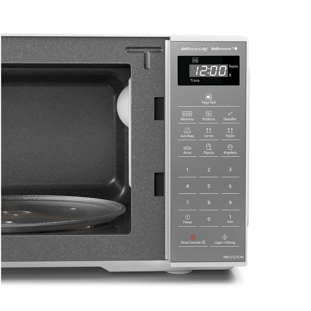 Micro-ondas Panasonic Tecnologia Pega Fácil 21L Branco Espelhado - ST27LWRU 110V - 8
