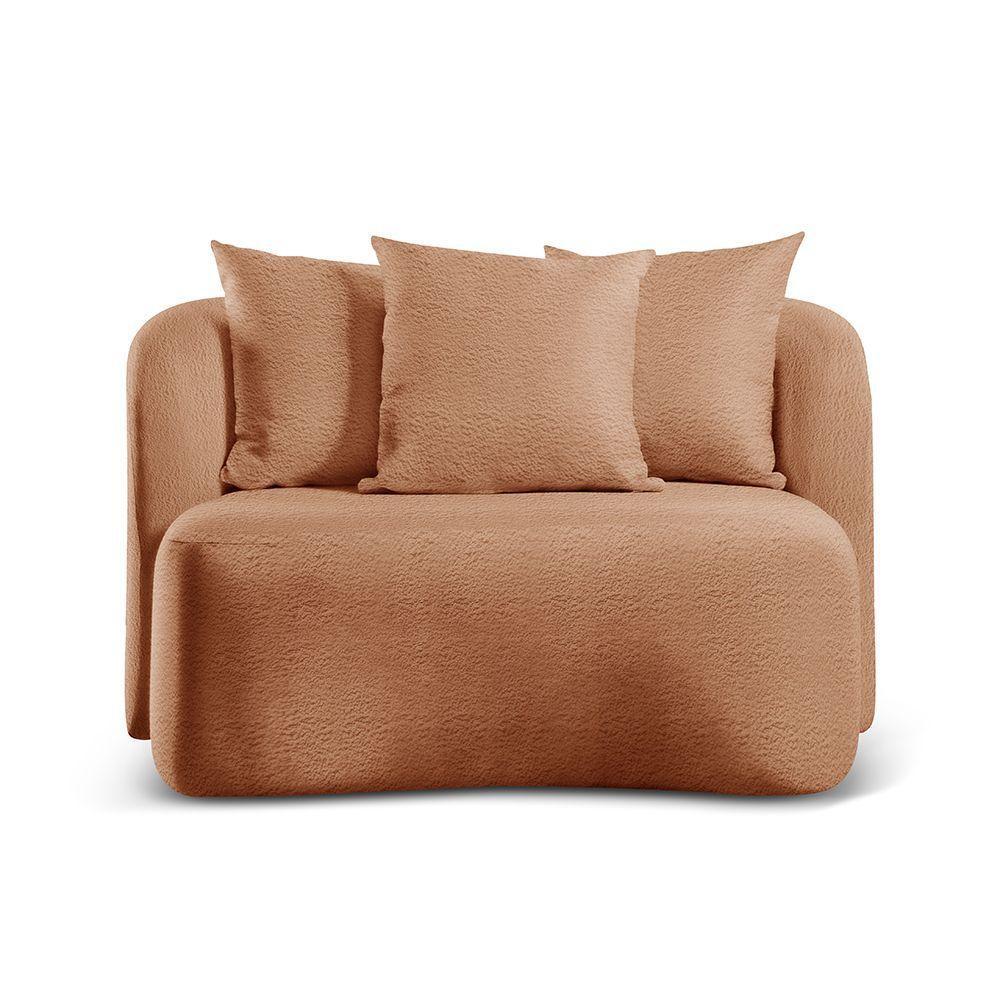 Sofá Curvo Orgânico Orion bouclé Laranja 402 - 1