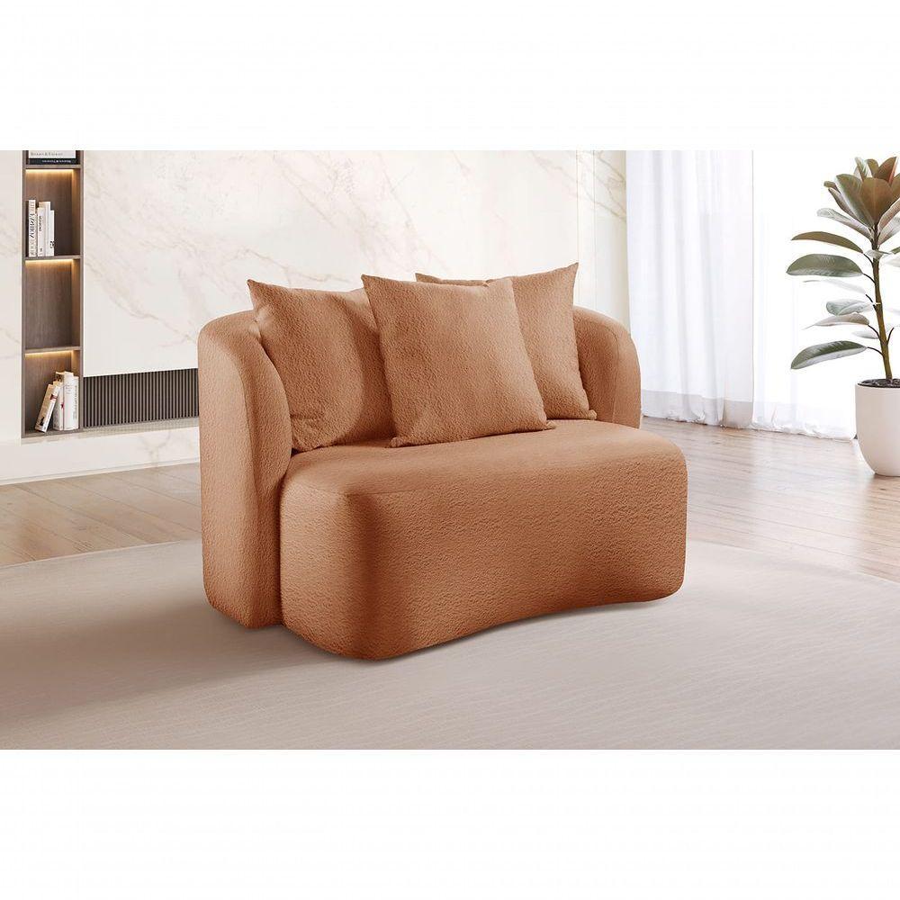 Sofá Curvo Orgânico Orion bouclé Laranja 402 - 2