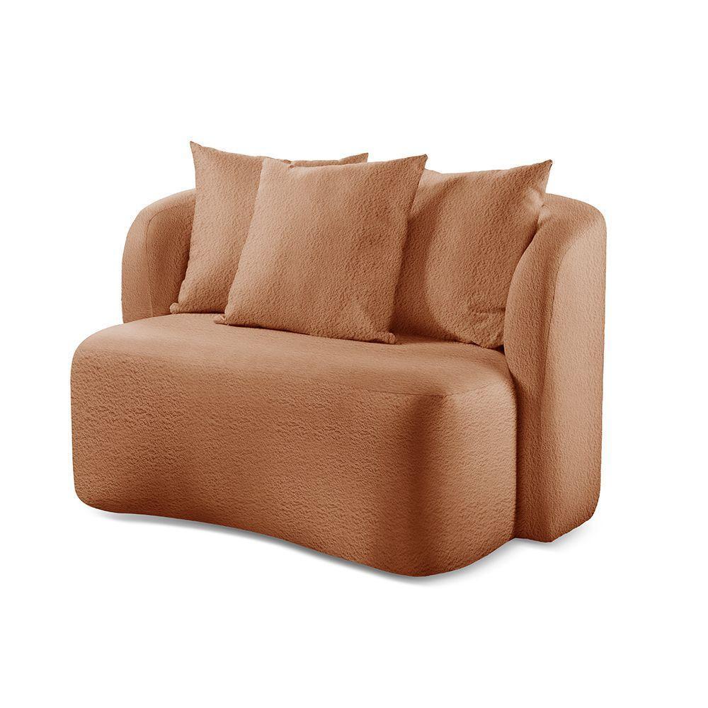 Sofá Curvo Orgânico Orion bouclé Laranja 402 - 5