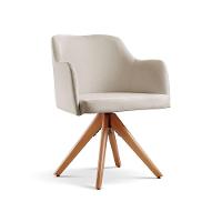 Kit 02 Poltronas Eros Base Giratória De Madeira Linho Nude 100 - 2