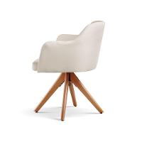 Kit 02 Poltronas Eros Base Giratória De Madeira Linho Nude 100 - 6