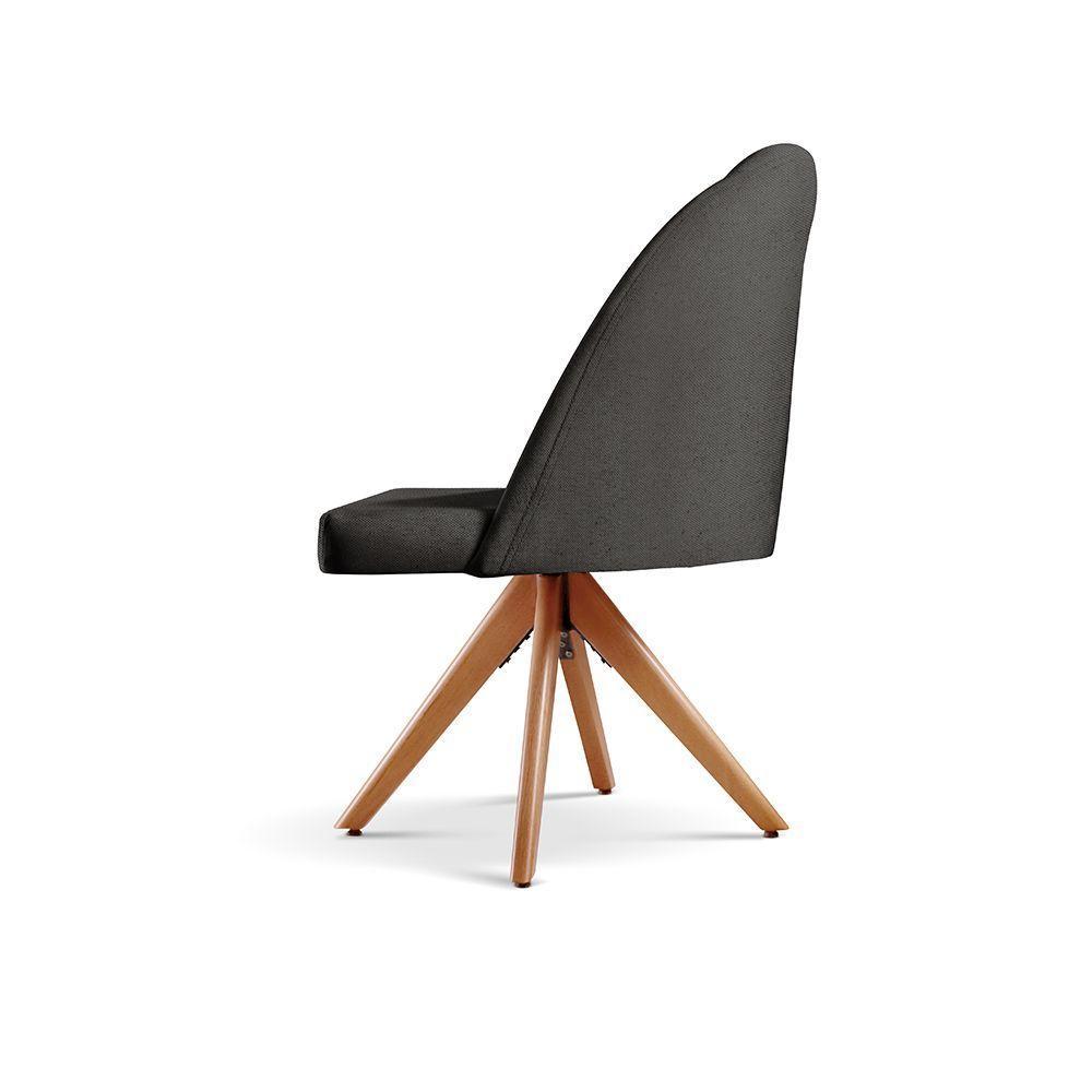 Kit 2 Poltronas Lua Base Giratória De Madeira linho Preto 102 - 6