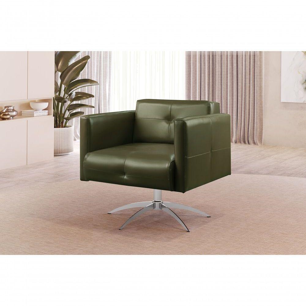 Poltrona Giratória Angra Base Alumínio material Sintético Verde Militar 303 - 3