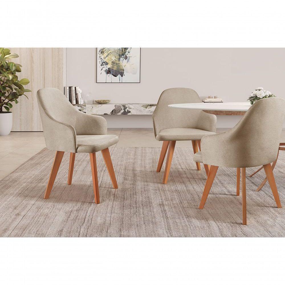 Cadeira Para Mesa De Jantar Manuela linho Bege 103 - 4