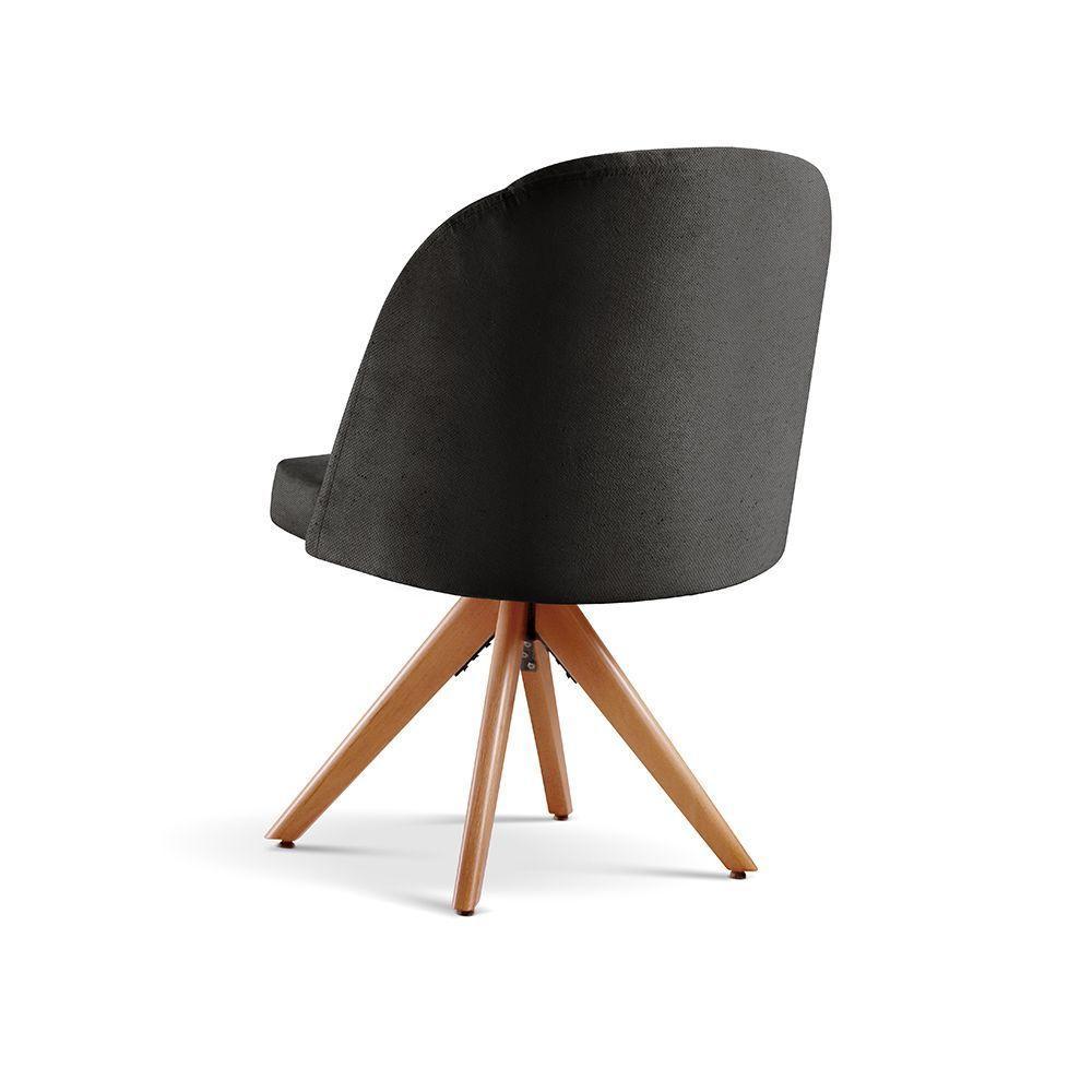 Poltrona Lua Base Giratória De Madeira linho Preto 102 - 7