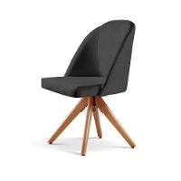 Poltrona Lua Base Giratória De Madeira linho Preto 102 - 2