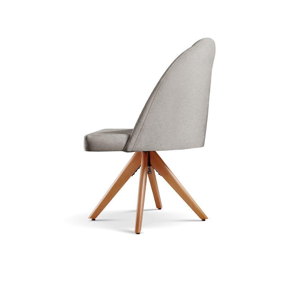 Kit 2 Poltronas Lua Base Giratória De Madeira linho Cinza Claro 101 - 6