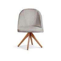 Kit 2 Poltronas Lua Base Giratória De Madeira linho Cinza Claro 101 - 1