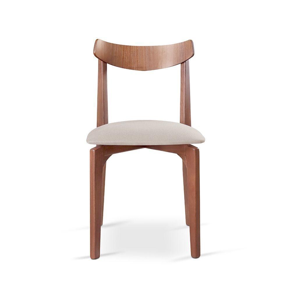 Cadeira Mesa De Jantar Aurora Imbuia linho Bege 103 - 1