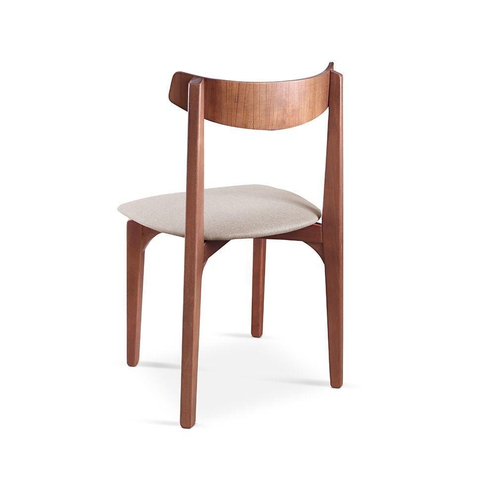 Cadeira Mesa De Jantar Aurora Imbuia linho Bege 103 - 3