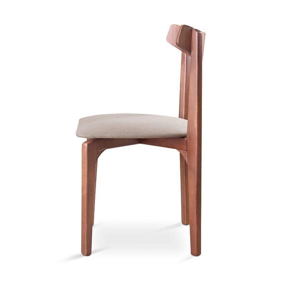 Cadeira Mesa De Jantar Aurora Imbuia linho Bege 103 - 5