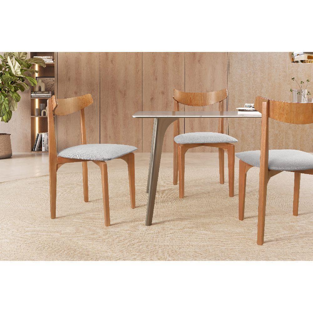 Cadeira Mesa De Jantar Aurora Mel linho Cinza 101 - 4