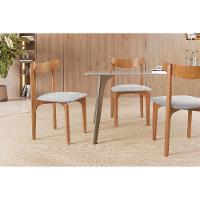 Cadeira Mesa De Jantar Aurora Mel linho Cinza 101