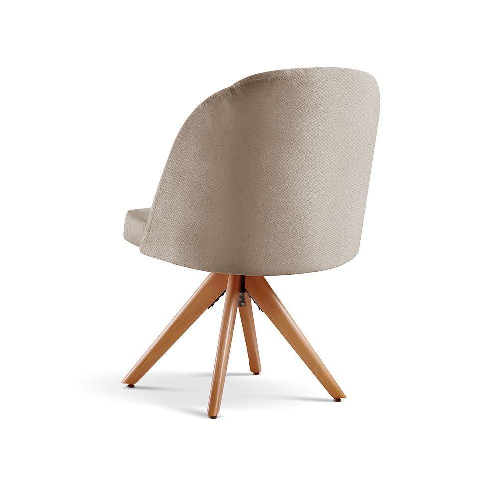 Poltrona Lua Base Giratória De Madeira linho Bege 103 - 3