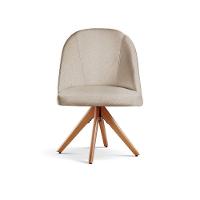 Poltrona Lua Base Giratória De Madeira linho Bege 103 - 1