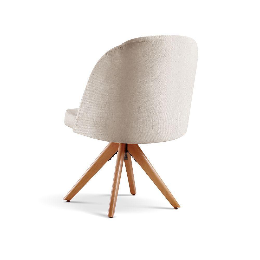 Kit 2 Poltronas Lua Base Giratória De Madeira linho Nude 100 - 3