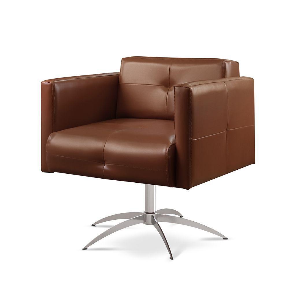 Poltrona Giratória Angra Base Alumínio material Sintético Marrom 301 - 1