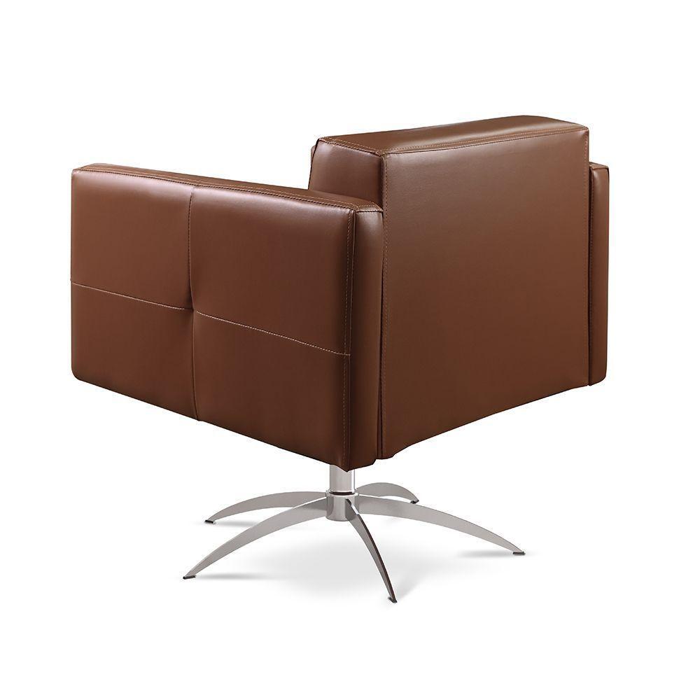 Poltrona Giratória Angra Base Alumínio material Sintético Marrom 301 - 5
