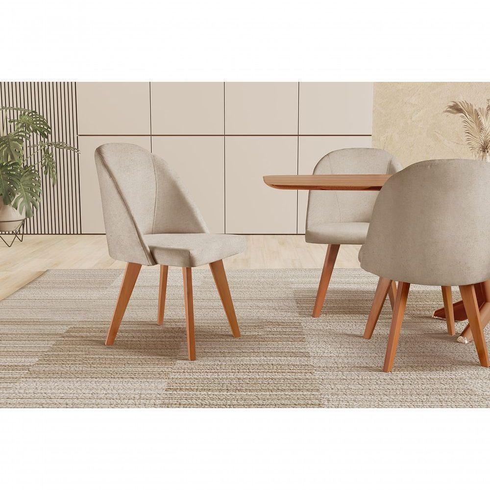 Cadeira Para Mesa De Jantar Lua linho Bege 103 - 3