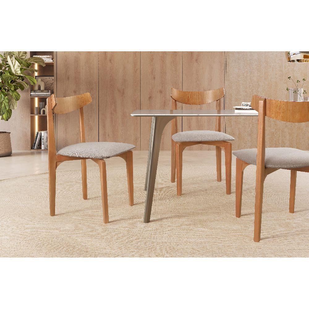 Cadeira Mesa De Jantar Aurora Mel linho Bege 103 - 4