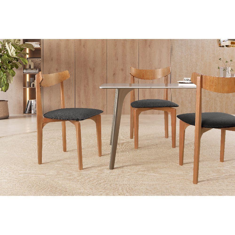 Cadeira Mesa De Jantar Aurora Mel linho Preto 102 - 4