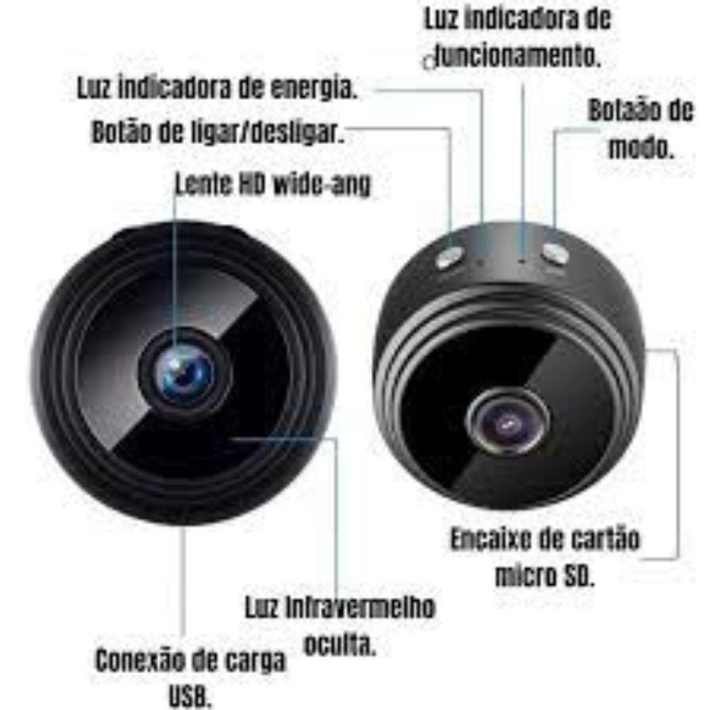 Mini Câmera Segurança Espiã Monitoramento Wifi Full Hd Visão Noturna Com Gravador De Voz - 5