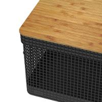 Cesto Organizador Grid Com Tampa Em Bambu 20l Ou Preto