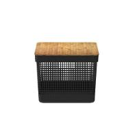 Cesto Organizador Grid Com Tampa Em Bambu 20l Ou Preto - 6