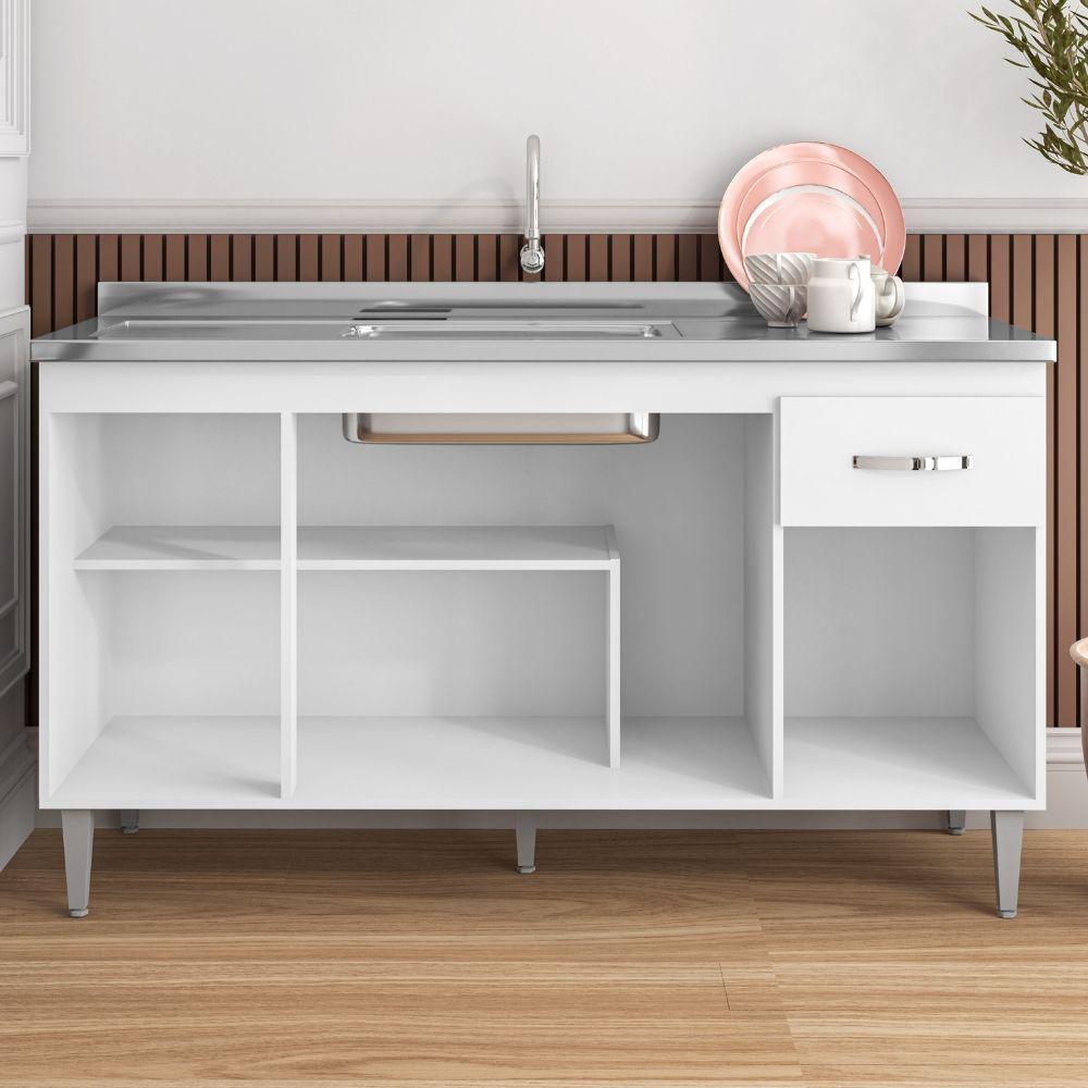 Balcão Para Pia Gabriela 150 Cm 4 Portas Branco Flex Ajl - 3