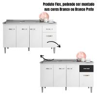 Balcão Para Pia Gabriela 150 Cm 4 Portas Branco Flex Ajl