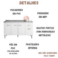 Balcão Para Pia Gabriela 150 Cm 4 Portas Branco Flex Ajl - 5