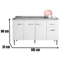 Balcão Para Pia Gabriela 150 Cm 4 Portas Branco Flex Ajl - 6