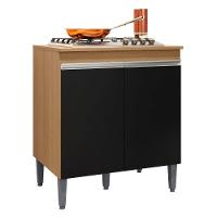 Balcão Para Cooktop Andréia 2 Portas Amendoa Preto Ajl - 1
