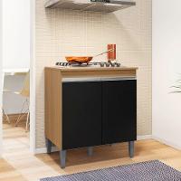 Balcão Para Cooktop Andréia 2 Portas Amendoa Preto Ajl - 2