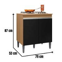 Balcão Para Cooktop Andréia 2 Portas Amendoa Preto Ajl - 4