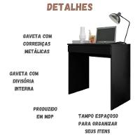 Mesa Para Computador Escrivaninha Alexia Preto Ajl - 5