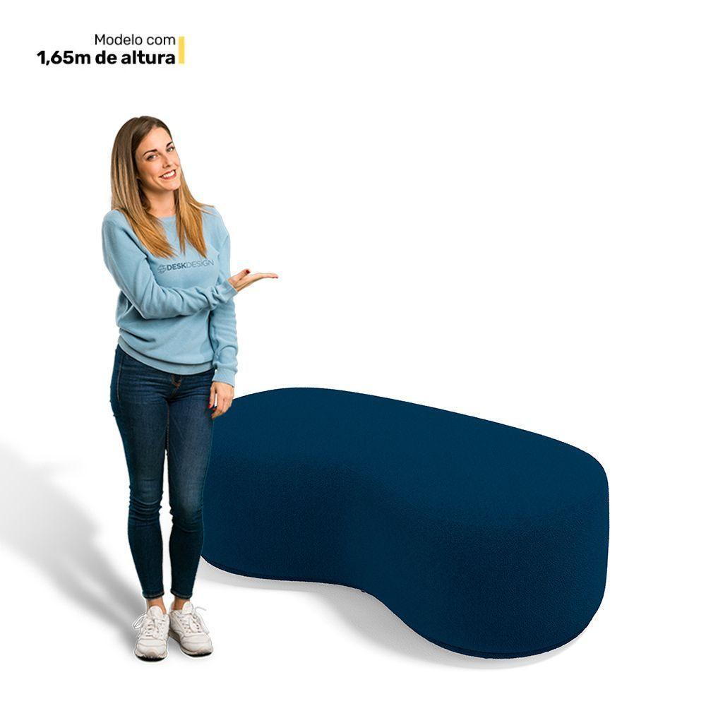 Kit 02 Puffs Decorativos Living Aisha Orgânico 02 Lugares Bouclê Azul Marinho - Desk Design - 4