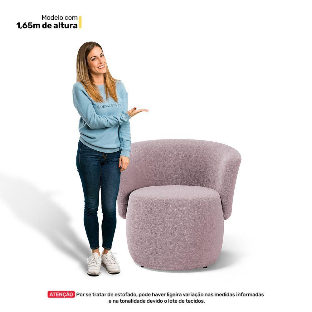 Kit Poltrona E Namoradeira Aisha Orgânica Bouclê Rosê - Desk Design - 6
