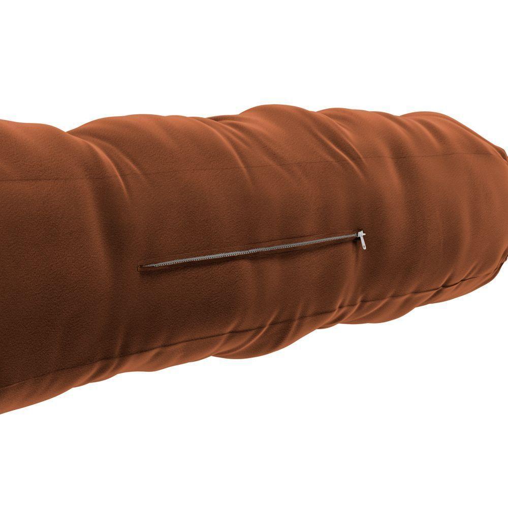 Almofada Para Cabeceira Encosto Apoio Lombar Spot 140cm Com Porta Celular Veludo - Desk Design Cor Terracota - 5