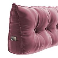Almofada Para Cabeceira Encosto Apoio Lombar Spot 160cm Com Porta Celular Veludo - Desk Design Cor Rosa - 7
