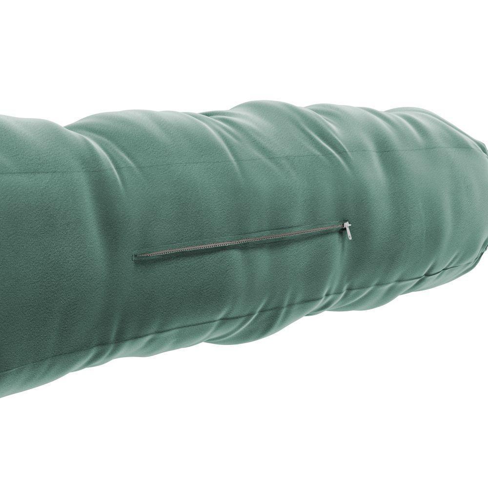 Kit 02 Almofadas Para Cabeceira Encosto Apoio Lombar Spot 160cm Com Porta Celular Veludo - Desk Design Cor Verde Claro - 6